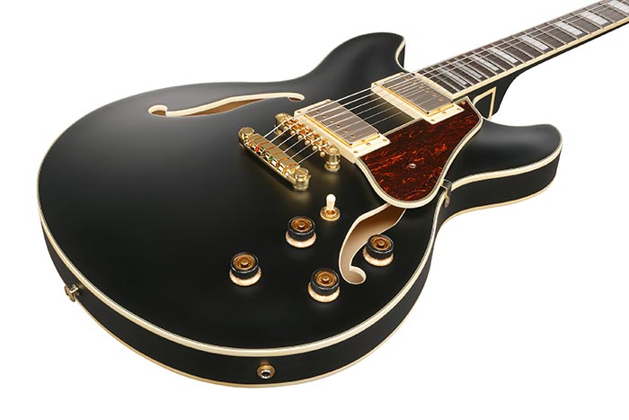 Ibanez Hollow Body Electric Guitar w/ Bound Walnut Fingerboard - Flat Black AS73GBKF