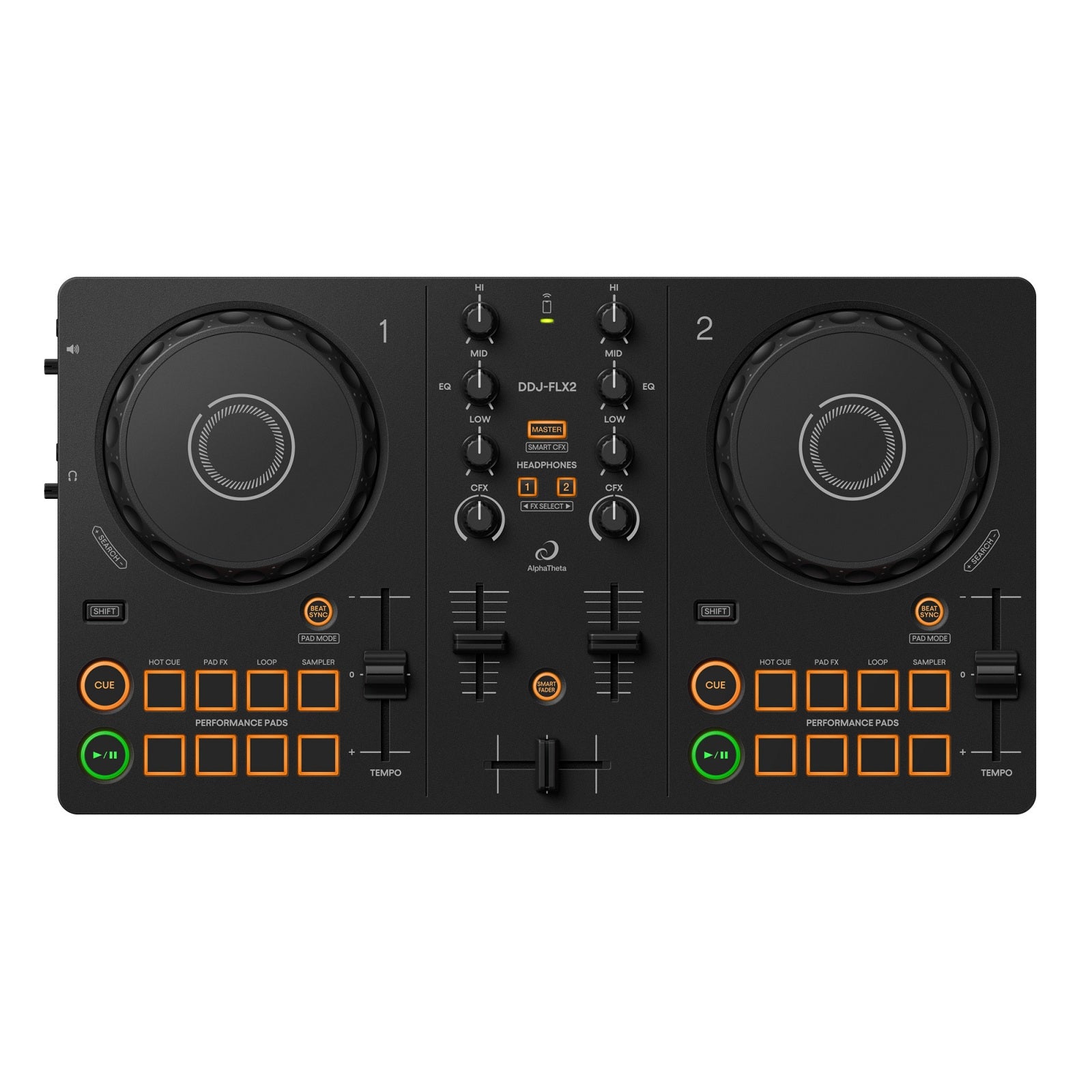 Pioneer DJ DDJ-FLX2 2-deck Rekordbox and Serato DJ Controller - Graphite Multi-device Compatibility