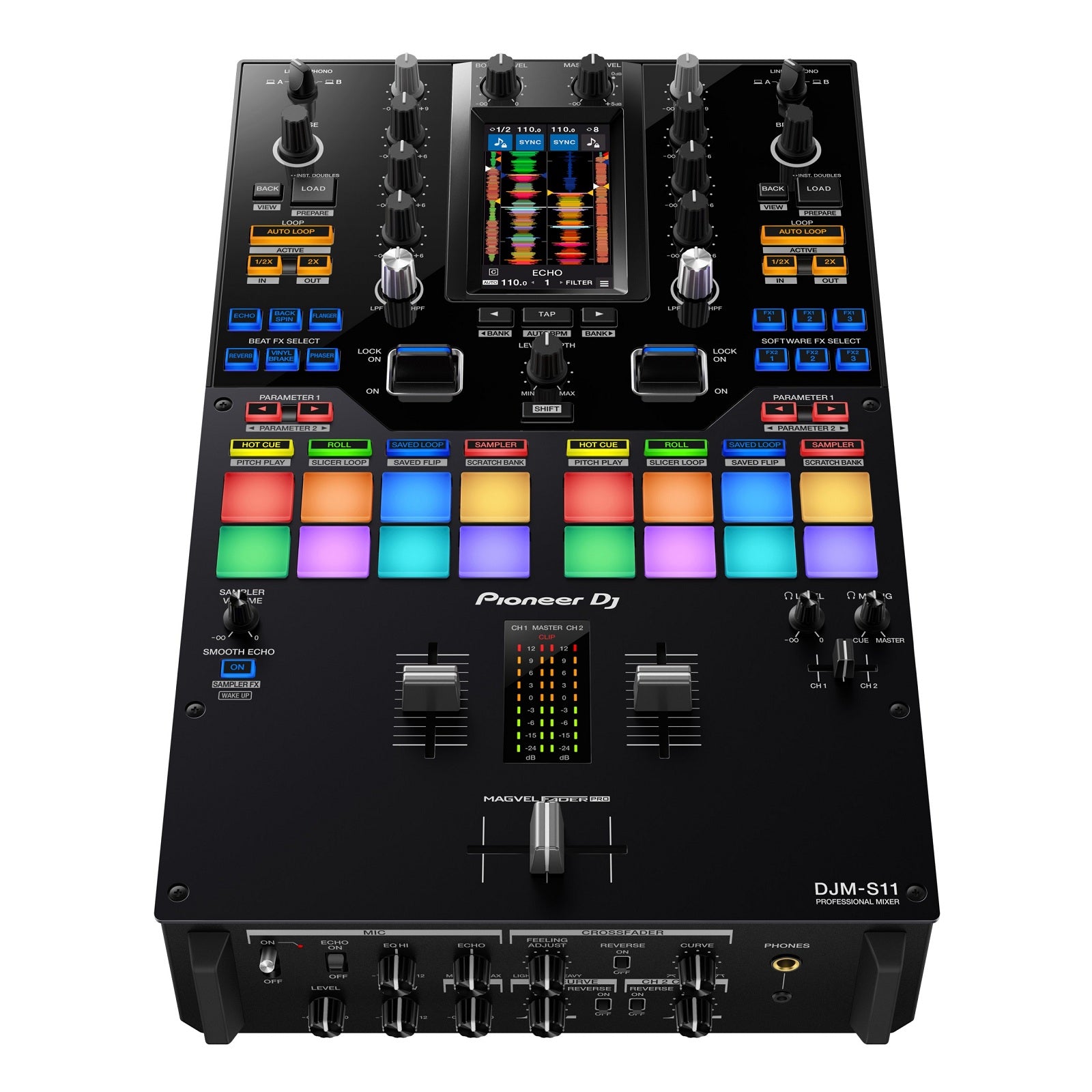 Pioneer DJ DJM-S11 Professional scratch style 2-channel DJ mixer for Serato DJ Pro or Rekordbox
