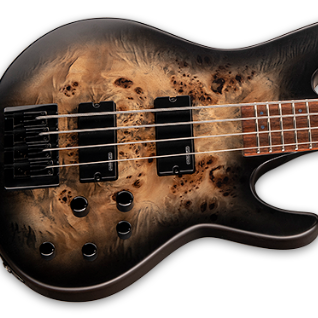 ESP LTD D-4 Poplar Burl Bass Guitar w/ Roasted Jatoba Fingerboard - Black Natural Burst Satin LD4BPBLKNBS