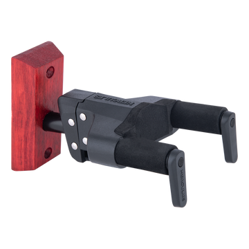 Hercules GSP38WBRPLUS Auto Grip Universal Guitar Hanger for Wall Mounting w/ Burgundy Red Wood Base - Short Arm GSP38WBRPLUS