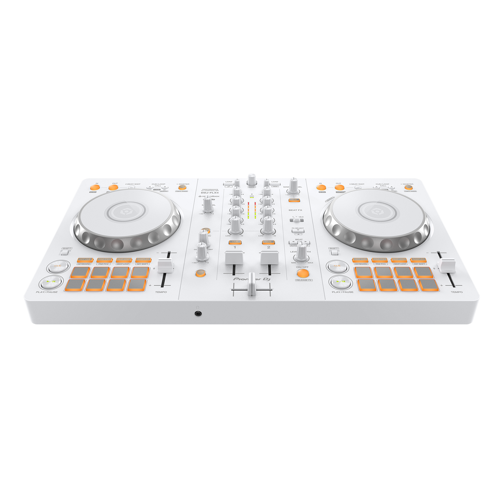 Pioneer DJ 2-deck rekordbox and Serato DJ Controller with REKORDBOX and SERATO DJ - White, Limited Edition DDJ-FLX4-W