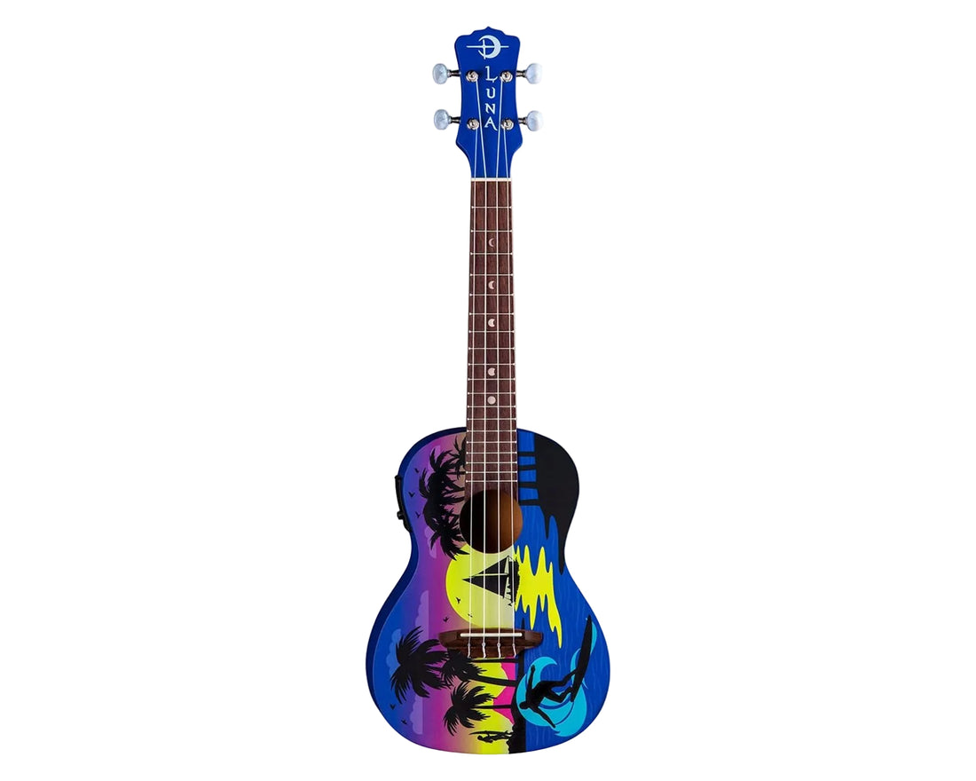 Luna Guitars Kauwela Summer Concert Ukulele - Satin Custom Kauwela Summer Graphic