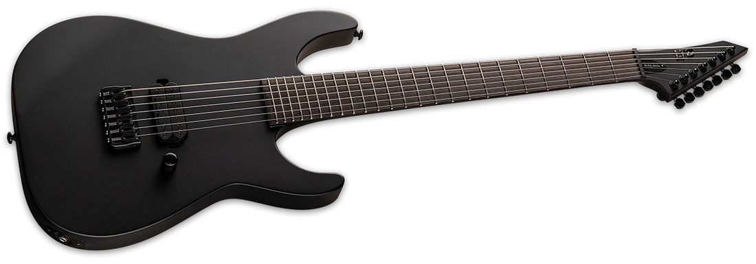 ESP LTD M-7HT Baritone Black Metal 7-String Electric Guitar w/ Macassar Ebony Fingerboard - Black Satin