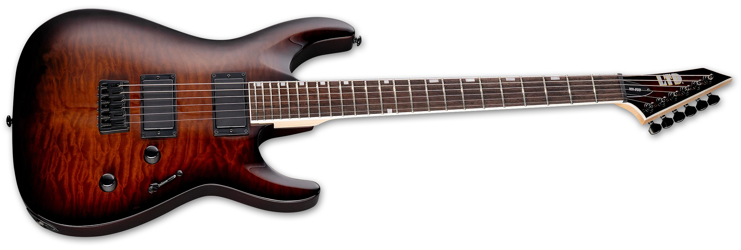 ESP LTD MH Series Quilted Maple Electric Guitar w/ Rosewood Fingerboard - Dark Brown Sunburst LMH200HTQMDBSB