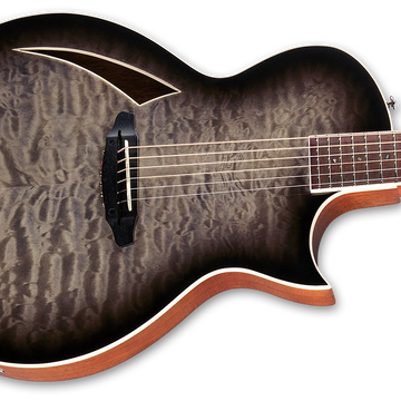 ESP LTD TL-6 Thinline Acoustic/Electric Guitar w/ Rosewood FIngerboard - Charcoal Burst LTL6QMCHB