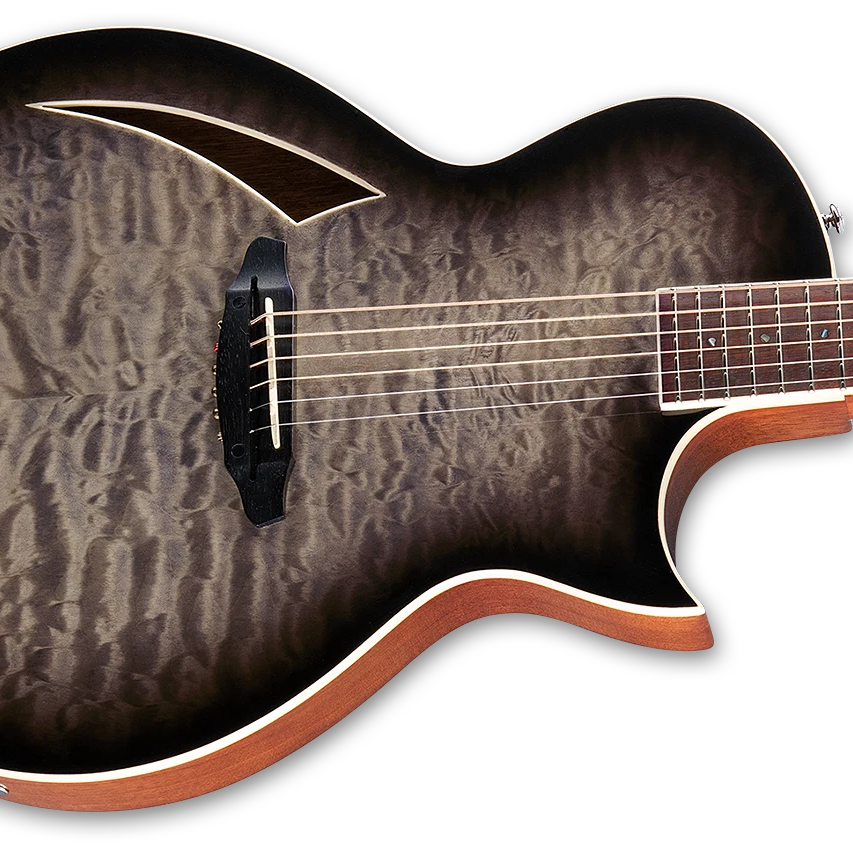 ESP LTD TL-6 Thinline Acoustic/Electric Guitar w/ Rosewood FIngerboard - Charcoal Burst LTL6QMCHB