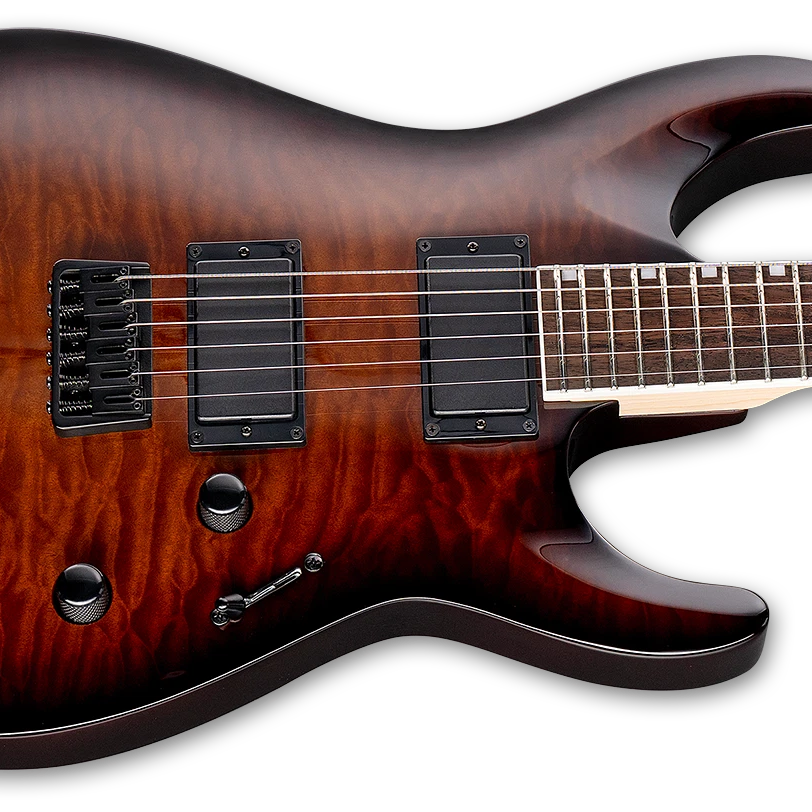 ESP LTD MH Series Quilted Maple Electric Guitar w/ Rosewood Fingerboard - Dark Brown Sunburst LMH200HTQMDBSB