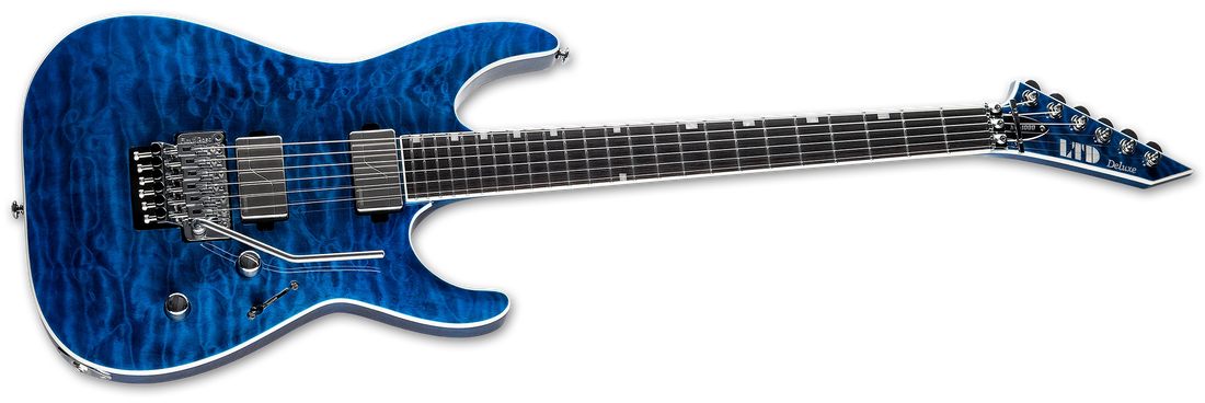 ESP LTD MH-1000 Quilted Maple Electric Guitar w/ Macassar Ebony - Black Ocean