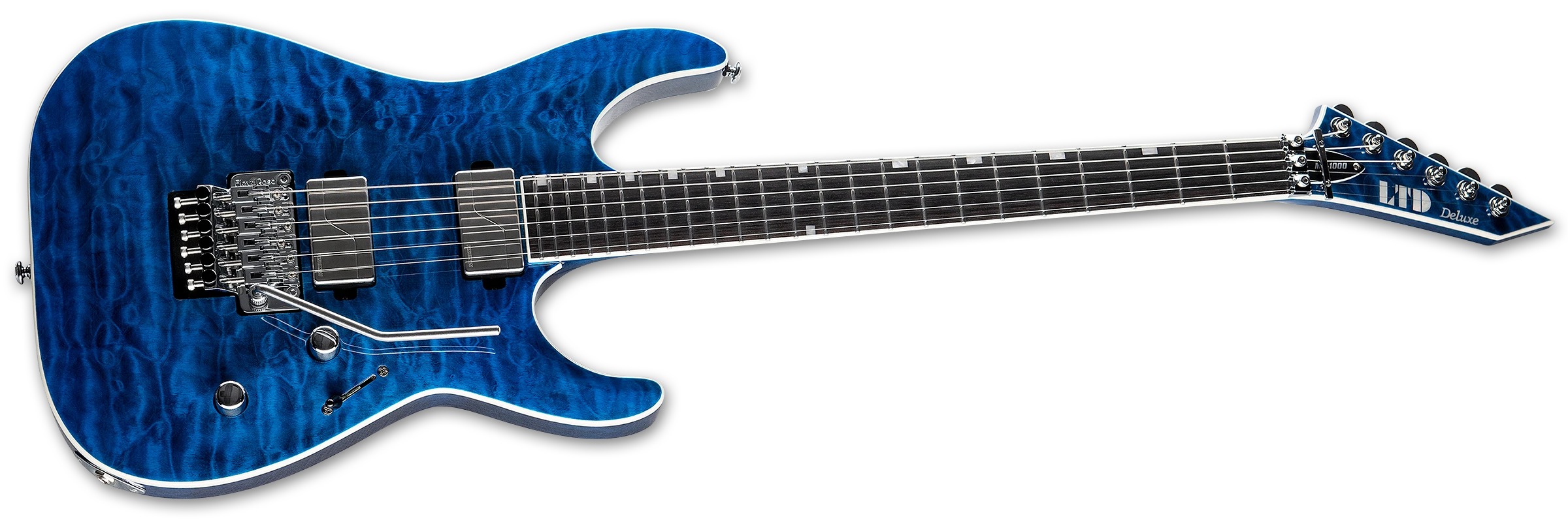 ESP LTD MH-1000 QM Electric Guitar w/ Macasser Ebony FIngerboard - Black Ocean LMH1000QMBLKOC