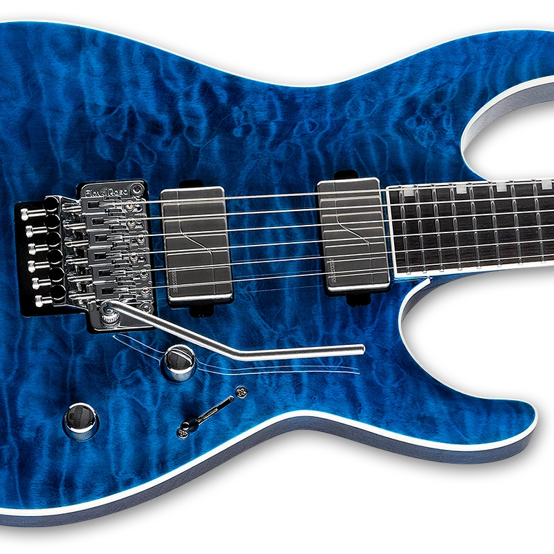 ESP LTD MH-1000 QM Electric Guitar w/ Macasser Ebony FIngerboard - Black Ocean LMH1000QMBLKOC
