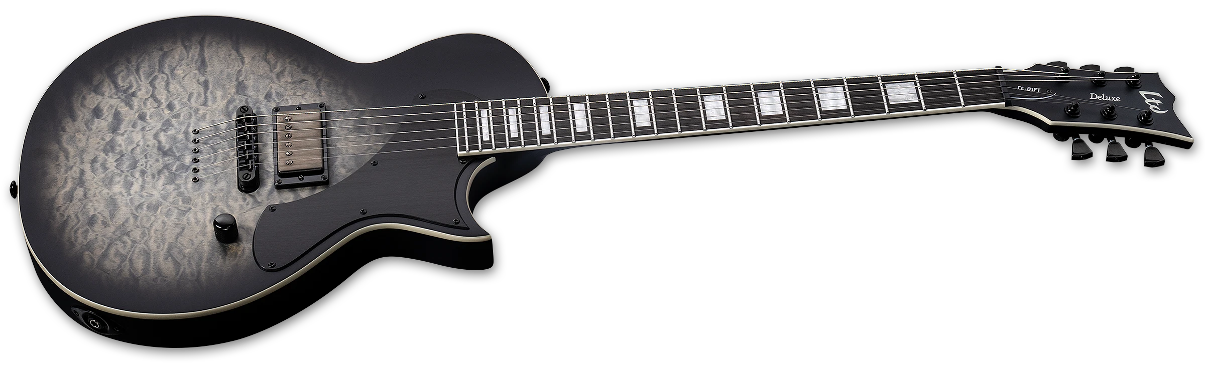 ESP LTD EC-01FT Electric Guitar w/ Macassar Ebony Fingerboard - Charcoal Burst Satin LEC01FTQMCHBS