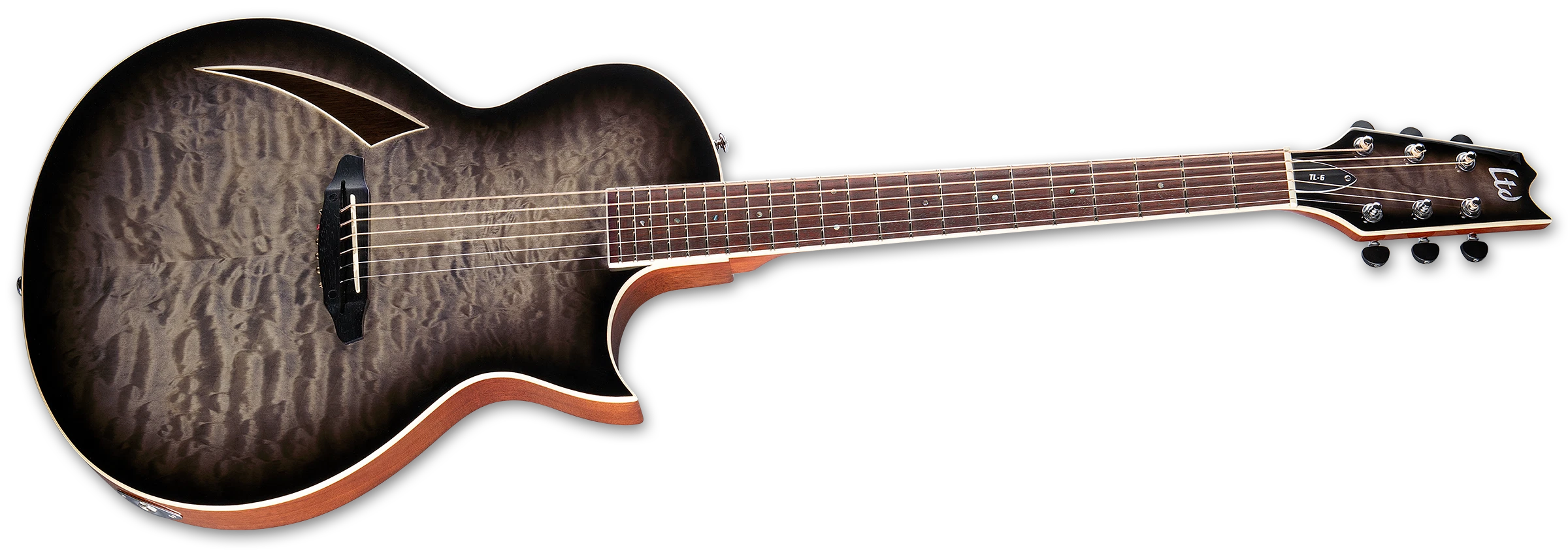 ESP LTD TL-6 Thinline Acoustic/Electric Guitar w/ Rosewood FIngerboard - Charcoal Burst LTL6QMCHB