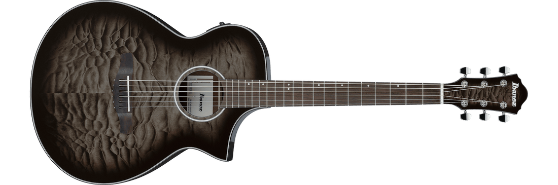 Ibanez AEW Series Cutaway Acoustic/Electric Guitar - Black Burst AEWC16QATKH