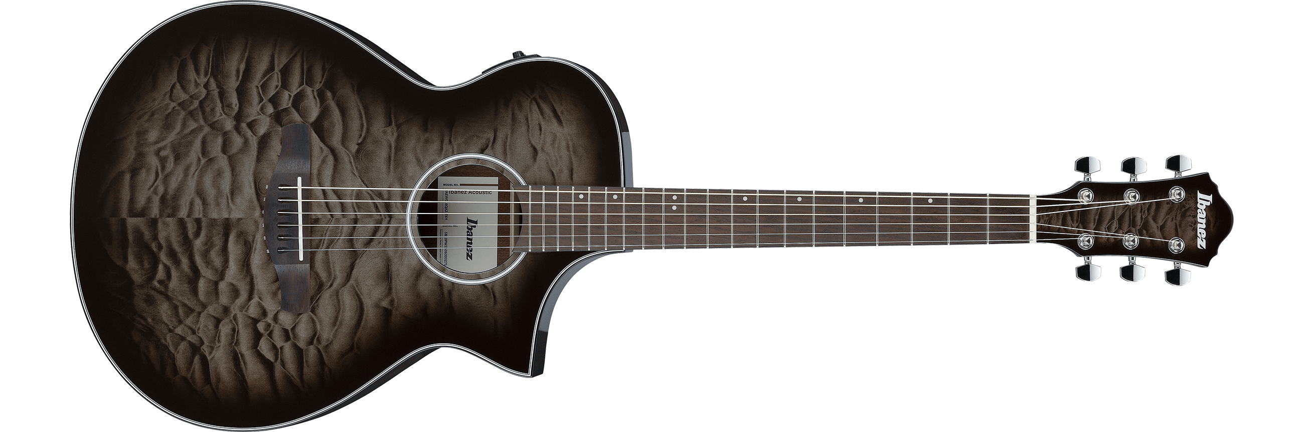 Ibanez AEW Series Cutaway Acoustic/Electric Guitar - Black Burst AEWC16QATKH