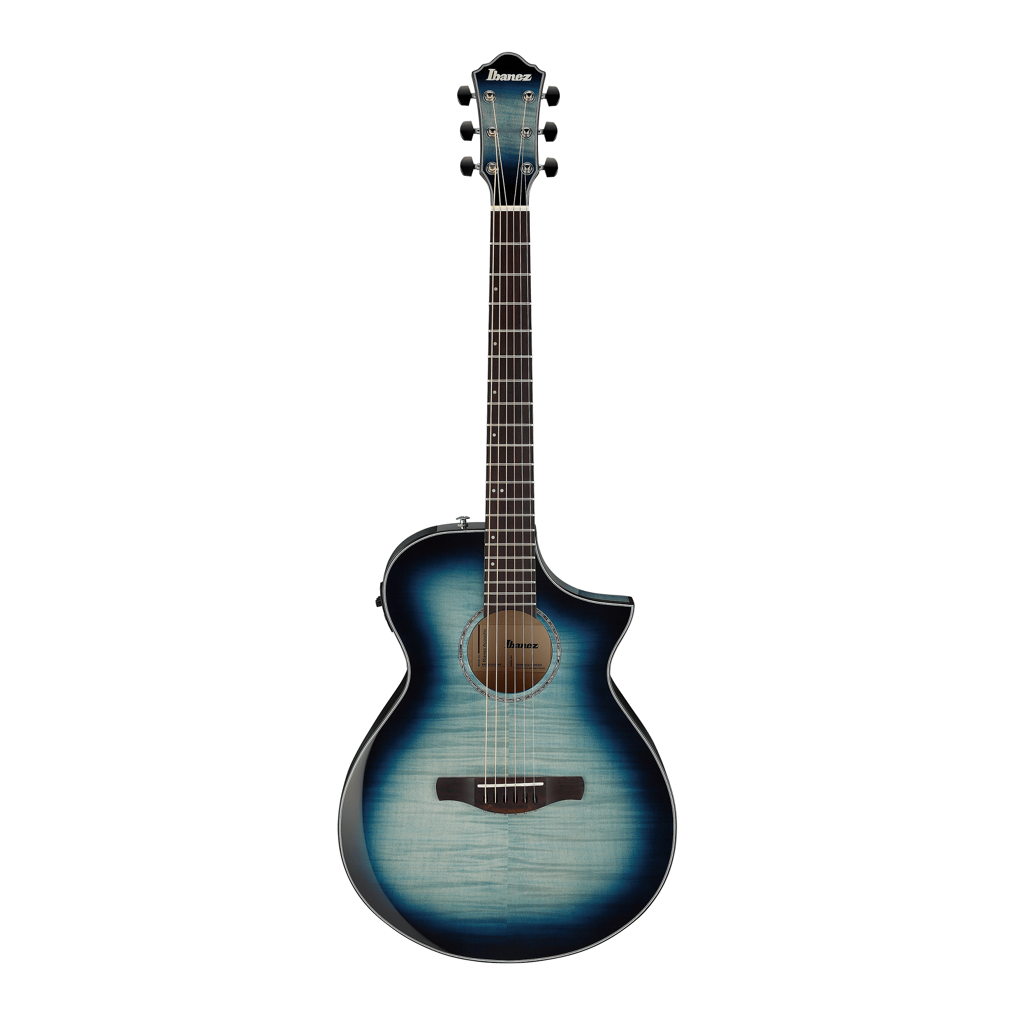 Ibanez Cutaway Acoustic/Electric Flamed Maple Guitar w/ Walnut FIngerboard - Indigo Blue Burst High Gloss AEWC400IBB