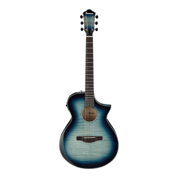 Ibanez Cutaway Acoustic/Electric Flamed Maple Guitar w/ Walnut FIngerboard - Indigo Blue Burst High Gloss AEWC400IBB