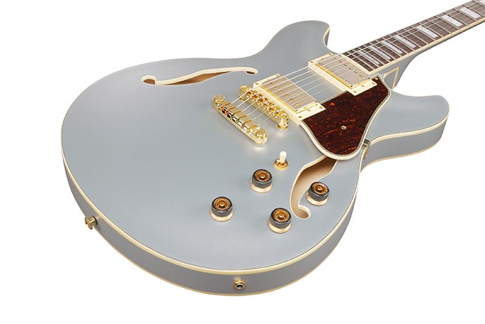 Ibanez Artcore Series Hollow Body Electric Guitar w/ Bound Rosewood Fingerboard - Moonstone Silver Flat AS73GMSF