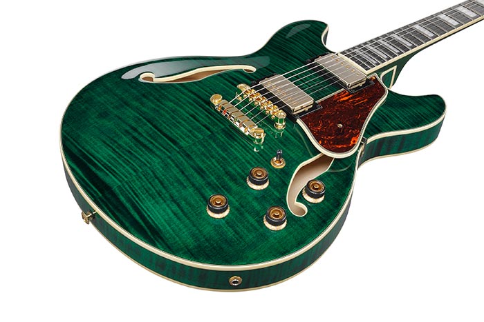 Ibanez Artcore Expressionist Series Electric Guitar w/ Bound Macassar Ebony Fingerboard - Transparent Moss Green AS93FMTMG