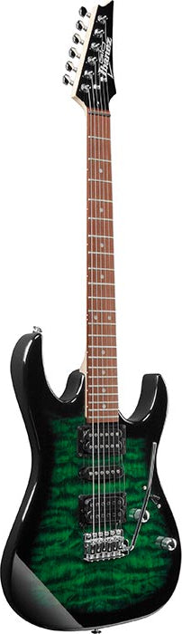 Ibanez Gio Series Electric Guitar w/ Jatoba Fingerboard - Transparent Emerald Burst GRX70QATEB