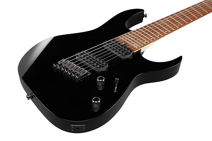 Ibanez 7-String Electric Guitar w/ Jatoba Fingerboard & Multi-Scale Frets - Black RGMS7BK