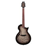 ESP  LTD TL-6 Thinline Acoustic/Electric Guitar w/ Rosewood FIngerboard - Charcoal Burst LTL6QMCHB