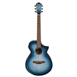 Ibanez  Cutaway Acoustic/Electric Flamed Maple Guitar w/ Walnut FIngerboard - Indigo Blue Burst High Gloss AEWC400IBB