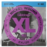 D'Addario  Nickel Wound Super Light Electric Guitar Strings - .009 - .042 EXL120