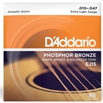 D'Addario  Phosphor Bronze Extra Light Acoustic Guitar Strings EJ15