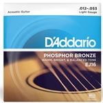 D'Addario  Phosphor Bronze Light Acoustic Guitar Strings .012 - .053 EJ16