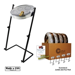 Panyard  Jumbie Jam Steel Drum Educators 4-Pack w/ Metal Z Stands - Chrome W1182