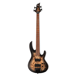 ESP  LTD D-4 Poplar Burl Bass Guitar w/ Roasted Jatoba Fingerboard - Black Natural Burst Satin LD4BPBLKNBS