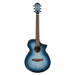 Ibanez  Cutaway Acoustic/Electric Flamed Maple Guitar w/ Walnut FIngerboard - Indigo Blue Burst High Gloss AEWC400IBB