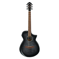 Ibanez  Cutaway Acoustic/Electric Flamed Maple Guitar w/ Walnut Fingerboard - Transparent Black Sunburst High Gloss AEWC400TKS