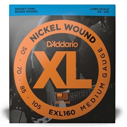 D'Addario  Nickel Wound Medium Electric Bass Strings .050 - .105 EXL160