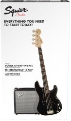 Fender® 030-1972-006 Squier Affinity Series Bass Pack Black w/ Rumble 15 Amp