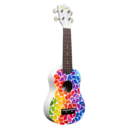 Amahi DDUK3 Soprano Ukulele w/ Bag Rainbow Flower DDUK-3